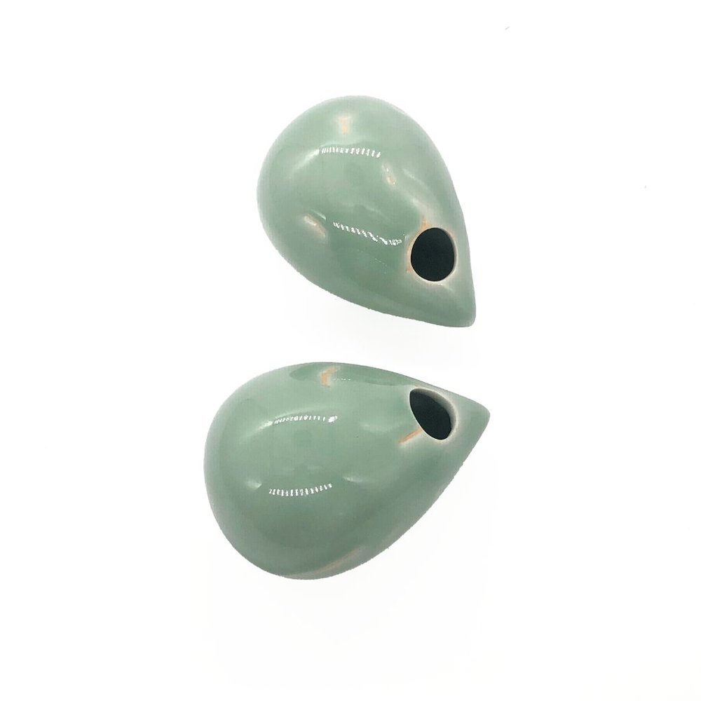 2PC mini tear drop shape wall hanging porcelain planter vase - Picture 3 of 6